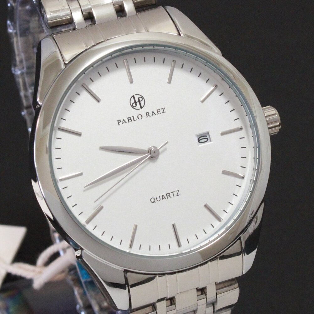 Men's Casual Fashion Watch Silver Tone Butterfly Clasp 40mm - Picture 8 of 13